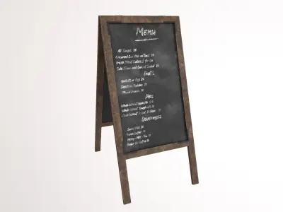 Chalkboard Menu Low-poly 3D model