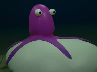 Cartoon-Style Low-Poly Octopus - Charming and Colorful Low-poly 3D model