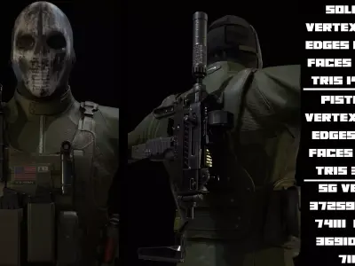 Stylized model of a soldier Low-poly 3D model