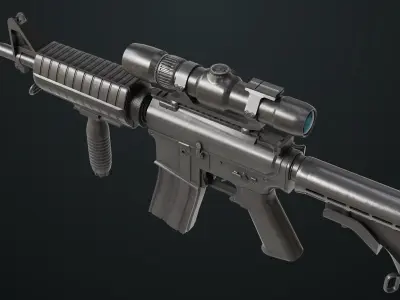 Machine Gun 09 Black All PBR Unity UE Textures Low-poly 3D model