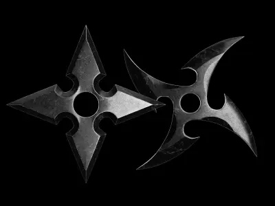Shuriken Blades Weapon pack PBR textured 3D model
