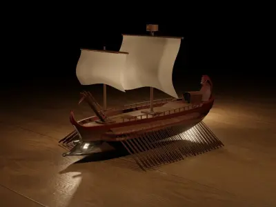 Trireme ancient ships Roman Greek 3D model