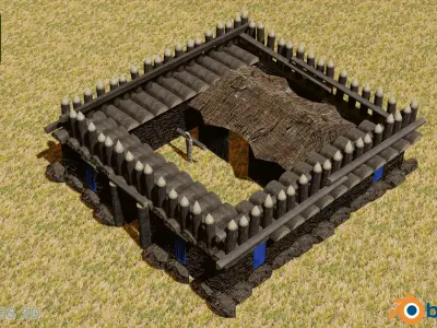 Barracks Age of Empires 2  Low-poly 3D model