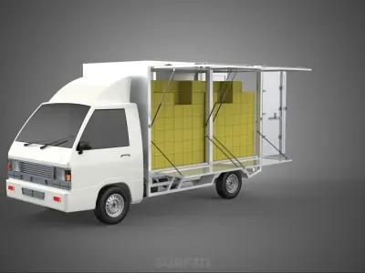 PACKAGE COURIER BOX DELIVERY TRUCK FREIGHT SHIPPING CARGO CAR 3D model