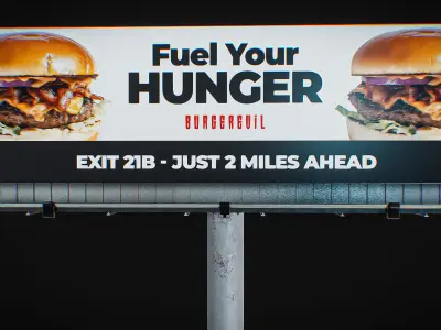 Billboard Fast Food 3D Model Low-poly 3D model