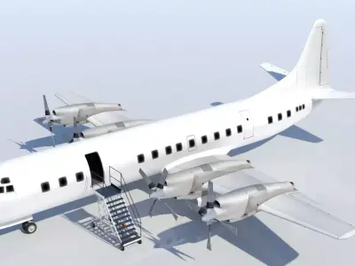 Lockheed L188 Electra decomissioned Low-poly 3D model