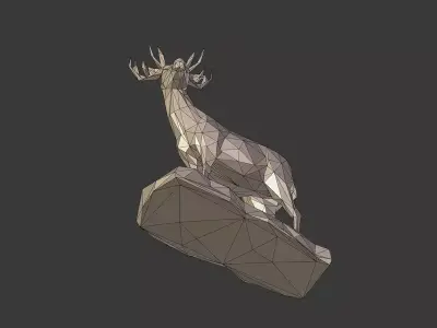LowPoly Deer Statue Free 3D model