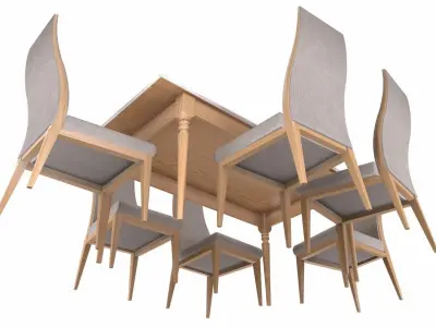 Dining table and chair Low-poly 3D model purchase