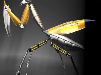 Praying Mantis Robot RIGGED Low-poly 3D model