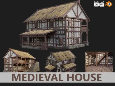 Medieval Old House 4K GameReady Pack 05 to 08 Low-poly 3D model