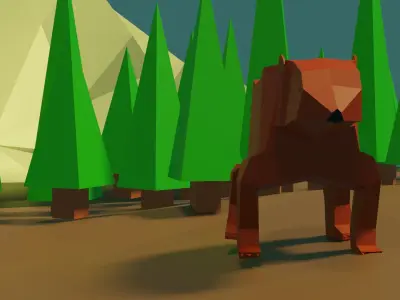 Cute Bear In a Big Wood Free 3D model