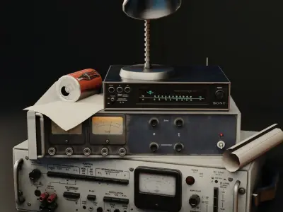 Military Radio Communication Setup Low-poly 3D model