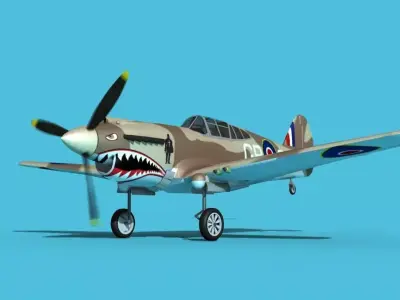 Curtiss P-40B Tomahawk V01 RAF 3D model