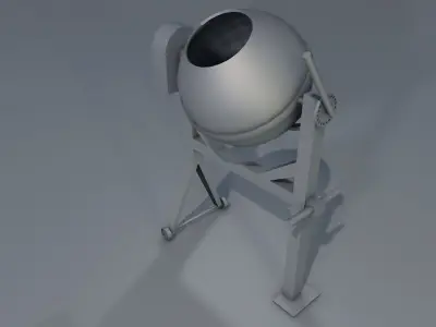 Low poly Cement Mixer ready for texturing and game with material Low-poly 3D model