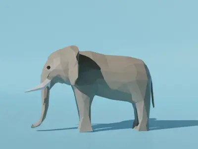 African animals Low Poly Cartoon Giraffe Elephant Lion 3D model