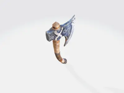 A viking axe with nordic markings on the hilt 3D model