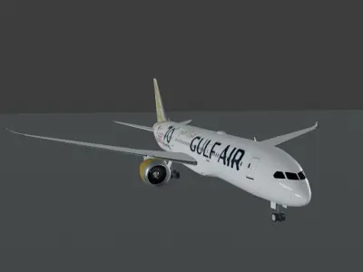 Gulf Air Boeing 787-9 dreamliner Low-poly 3D model