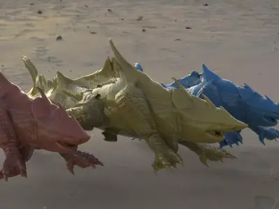 Megalodon Dragon Hybrid 3 model collection with UVs 3D 3D model