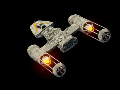 Y-Wing star wars spacecraft flying in air 3D model
