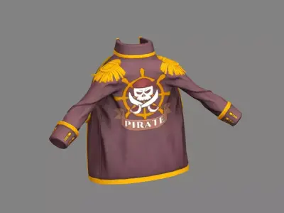 Cartoon pirate captain coat Low-poly 3D model