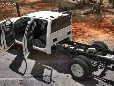 Ford Super Duty F-550 2023 Bare Chassis White Rigged 3D model