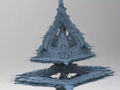 Spaceship Cloud array podium 3D model