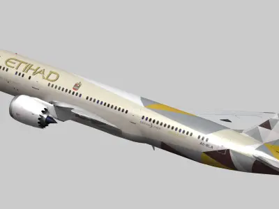 Boeing 787-9 Etihad airways livery Low-poly 3D model