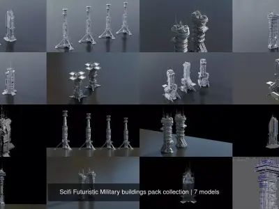 Scifi Futuristic Military buildings pack collection 