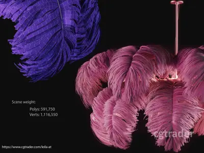 Feather Modern Chandelier  Vray - CORONA - FBX - OBJ 3D model