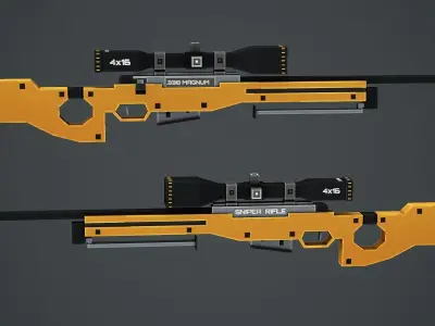 Blocky Stylized AWP Sniper Rifle - Low Poly Game Ready Low-poly 3D model
