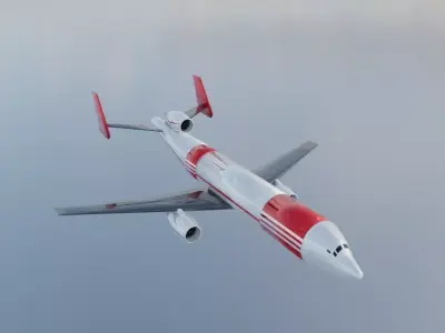 Trijet Widebody Concept - Custom made Jetliner Low-poly 3D model