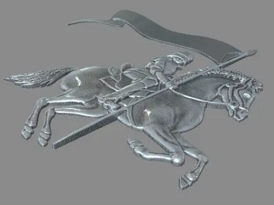 Knight on horseback and banner 3D print model