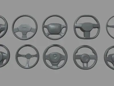 Steering Wheel Car Pack 01 Low-poly 3D model
