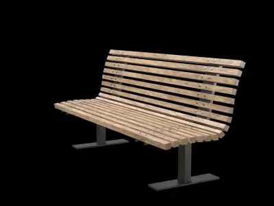 Public Bench V-04 Low-poly 3D model