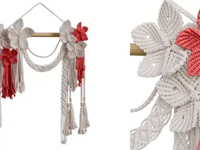 Macrame Flowers Wall Decoration 01 Free low-poly 3D model