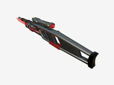 SciFi Sniper Gunblade A04 Red Metal - Fiction Weaponry Low-poly 3D model