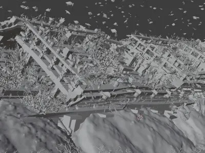 Underwater Shipwreck Scene Low-poly 3D model