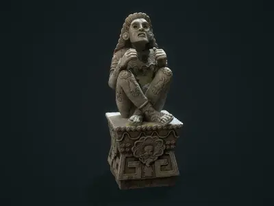 Statue Aztec Xochipilli God of art Low-poly 3D model