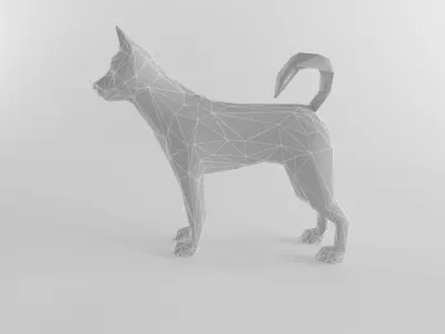 Husky Dog Wolf Low Poly with Mapped Game Ready Low-poly 3D model