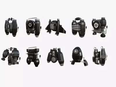 10 Jetpack Low Poly Collection Black - SciFi Character Design 