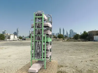 Automated three-dimensional garage 3D model