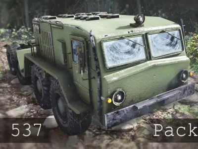 Functional - MAZ537  Battle Truck  6 Versions Low-poly 3D model