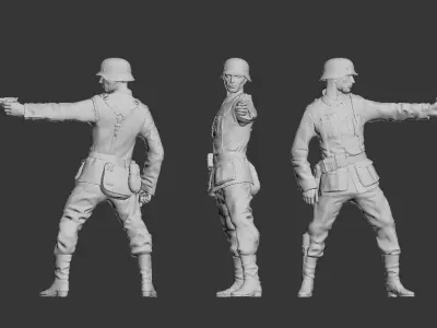 German officer and German soldiers 3D print model