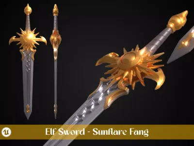 Stylized Elf Sword - Sunflare Fang - Game Ready 3D model