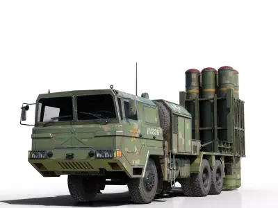 4 coatings of China HQ16 HQ-16 air defense missile Launcher Low-poly 3D model