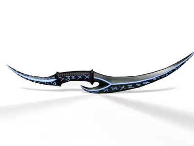 Sci-Fi Curved Dual Blade Dagger Low-poly 3D model