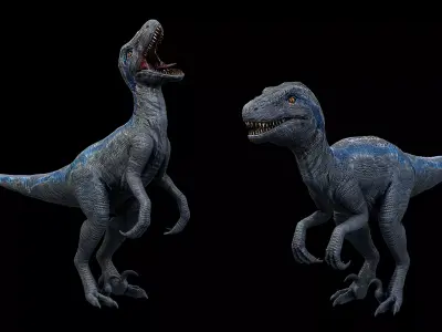 Blue Raptor - Velociraptor  Low-poly 3D model