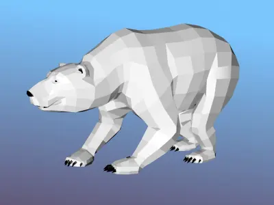 White bear Low Polygon Animal Arctic sea ocean Low-poly 3D model Low-poly 3D model