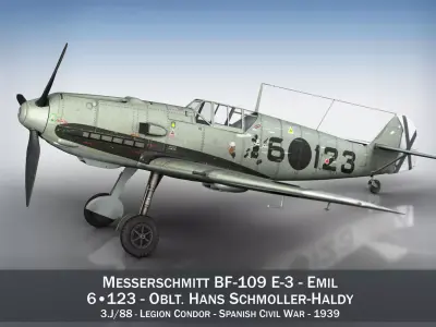 Messerschmitt - BF-109 E - 6-123 3D model