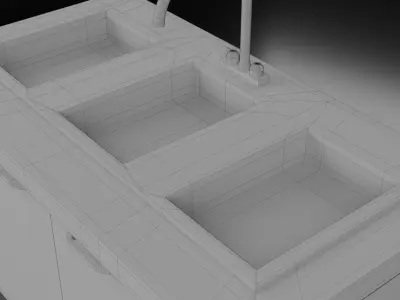 Food Truck Sink - Commercial Kitchen 3D Model Low-poly 3D model